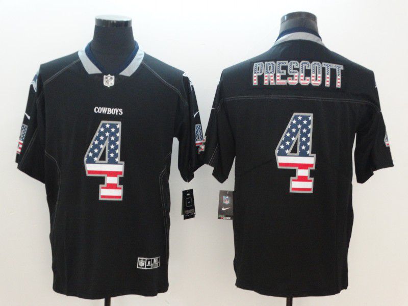 Men Dallas cowboys #4 Prescott Nike USA Flag Fashion Black Color Rush Limited NFL Jerseys->detroit lions->NFL Jersey